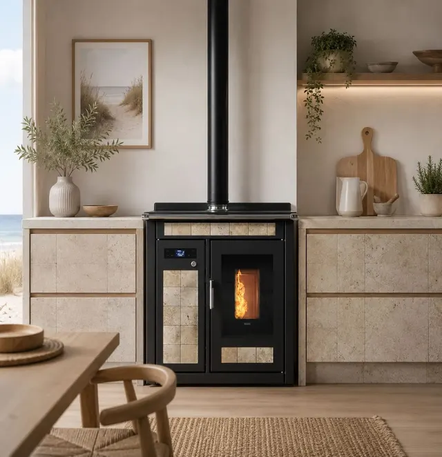 Kuchnia na pellet Klover Smart 80 Plus ceramika marmur saxum