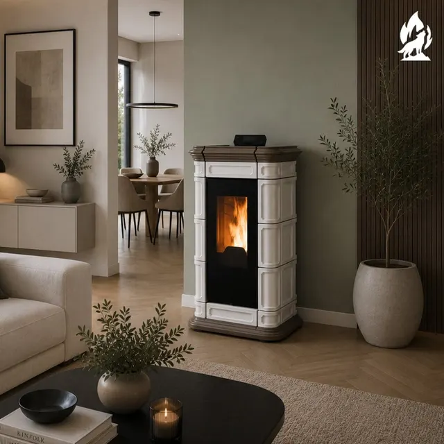 Kominek na pellet Thermorossi Saint Moritz Supreme Natural Plus ceramika orzechowa