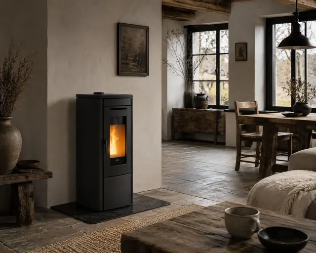 Kominek na pellet Klover Soft 100 Air stal czarna