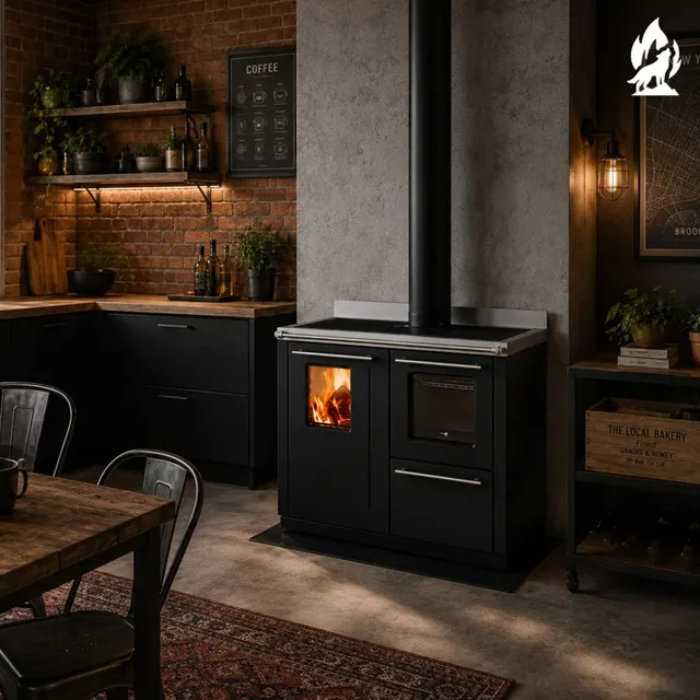 Wood-burning cooker Thermorossi Bosky F30 Square RtS steel black