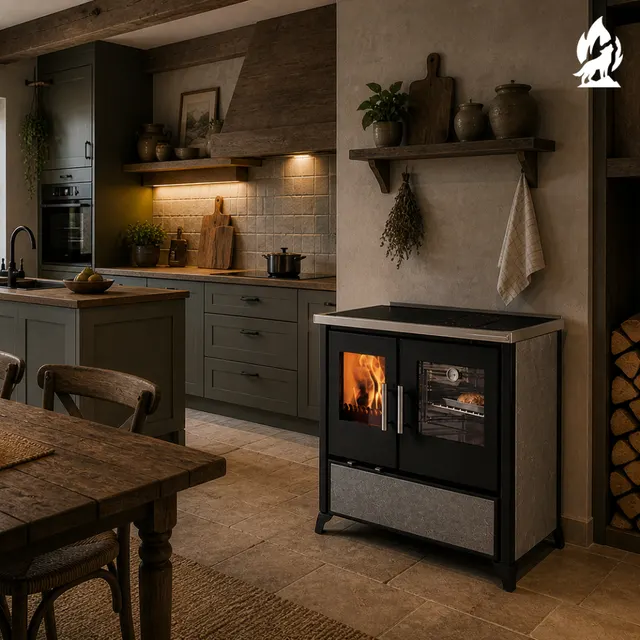Wood-burning cooker Nobis Lina 80 gres grey