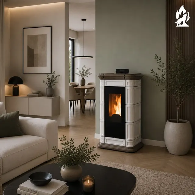 Kominek na pellet Thermorossi Saint Moritz Natural Plus ceramika orzechowa