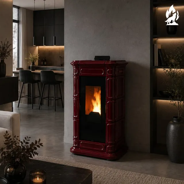 Kominek na pellet Thermorossi Saint Moritz Natural Plus ceramika bordowa
