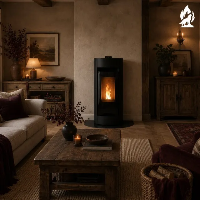 Kominek na pellet Thermorossi Chic Supreme Natural Plus ceramika czarna