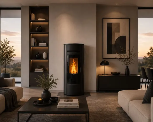 Kominek na pellet Klover Style 180 stal czarna