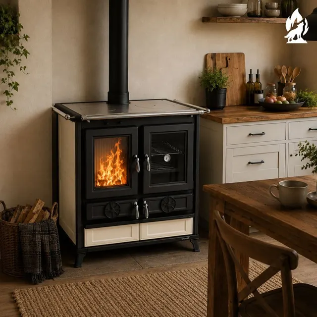 Wood-burning cooker Thermorossi Violetta Maiolica beige