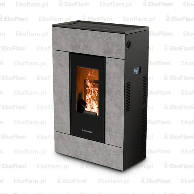 Kominek na pellet Thermorossi SlimQuadro Lumia gres szary
