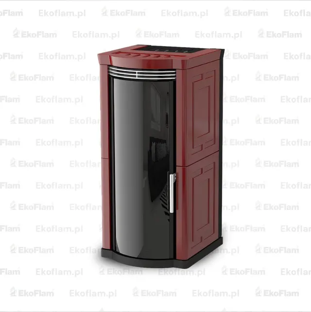 Kominek na drewno Moretti Design Elegance Wood ceramika bordowa