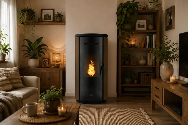 Kominek na pellet Klover Krono 80 Air stal brązowa