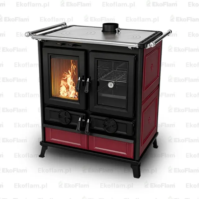 Wood-burning cooker Thermorossi Violetta Maiolica bordow