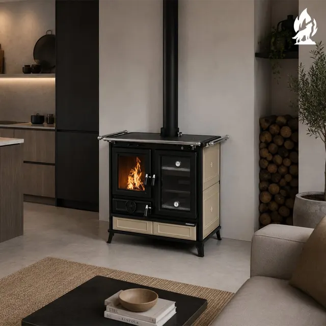Wood-burning cooker Thermorossi Margherita Maiolica beige