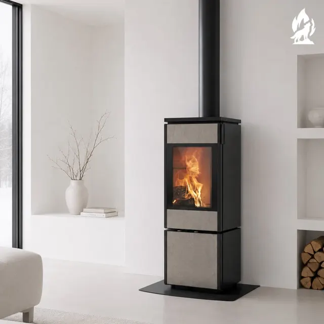 Kominek na drewno Nobis 8/10 Flat 700 gres szary