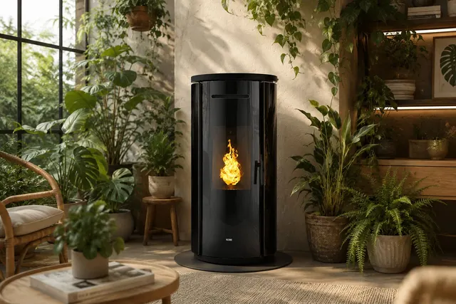 Kominek na pellet Klover Krono 80 Air stal czarna