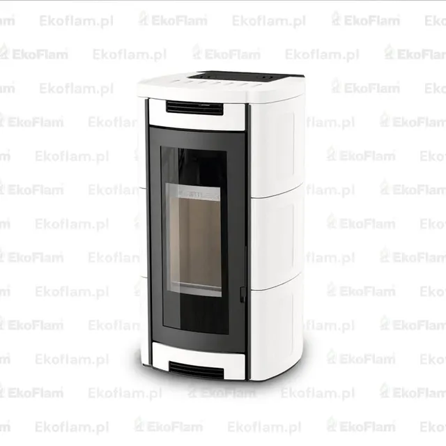 Kominek na drewno Moretti Design Aladino Wood ceramika biała
