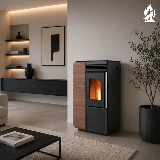 Kominek na pellet Nobis A10 Light Style Coax drewno orzech