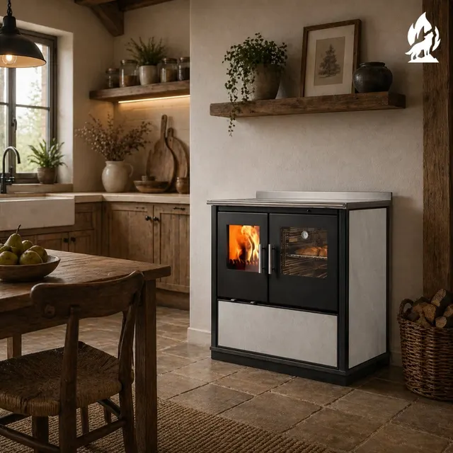 Wood-burning cooker Nobis Olga 90 gres grey