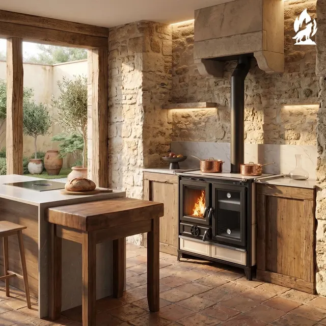 Wood-burning cooker Thermorossi Melissa Maiolica beige