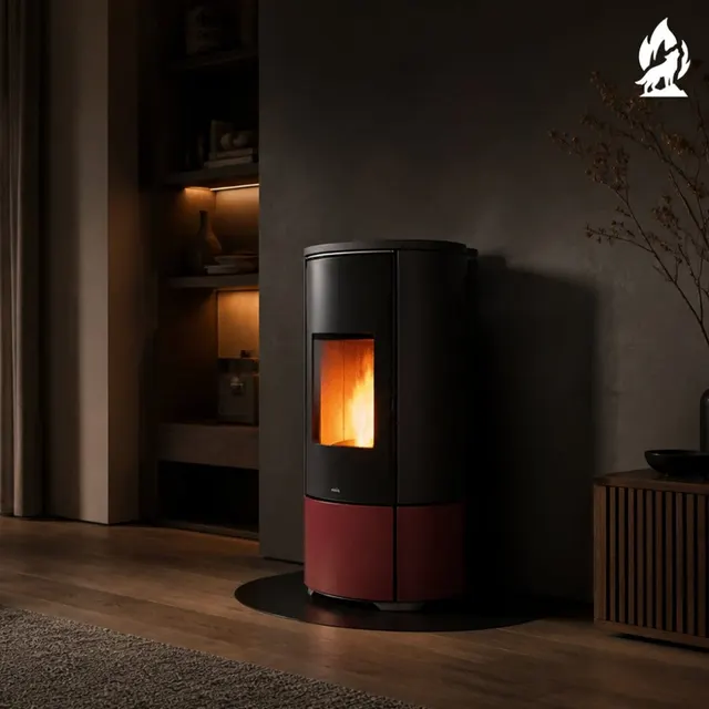 Kominek na pellet Nobis H10/12 Shape ceramika bordowa