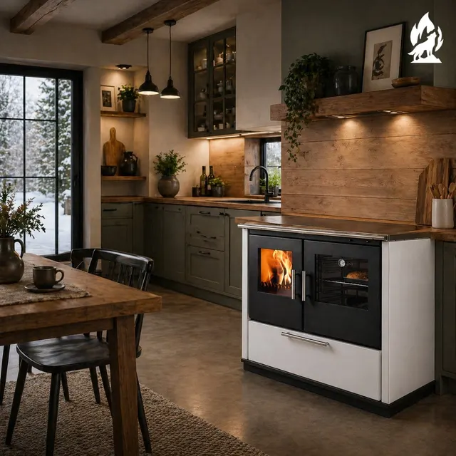Wood-burning cooker Nobis Ogla 90 steel white