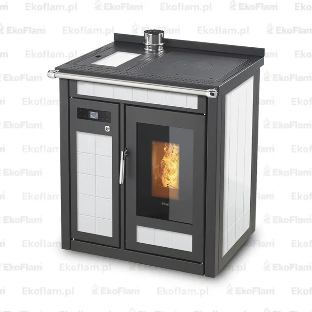 Kuchnia na pellet Klover Smart 80 Plus ceramika kość słoniowa