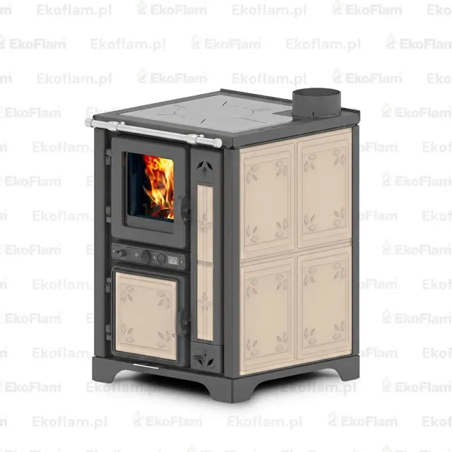 Wood-burning cooker Thermorossi Bosky 30 Fiori Maiolica beige