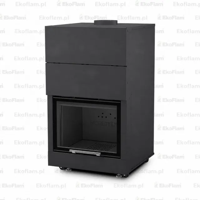 Czarne wnętrze paleniska do kominka Moretti Design Monodesign 60
