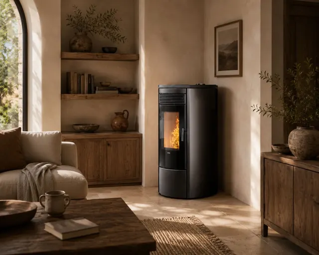Kominek na pellet Klover Omega 120 Multi-Air stal czarna