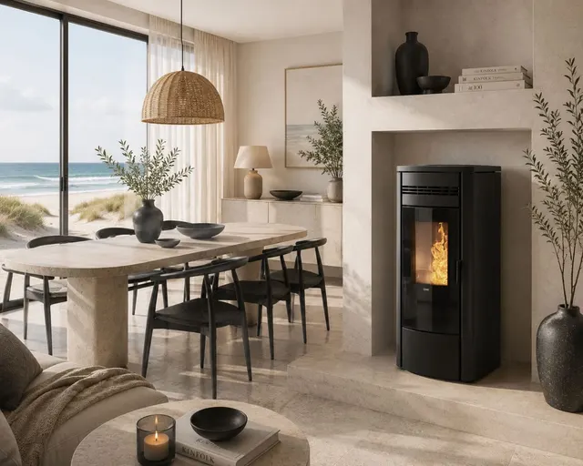 Kominek na pellet Klover Style 140 stal czarna