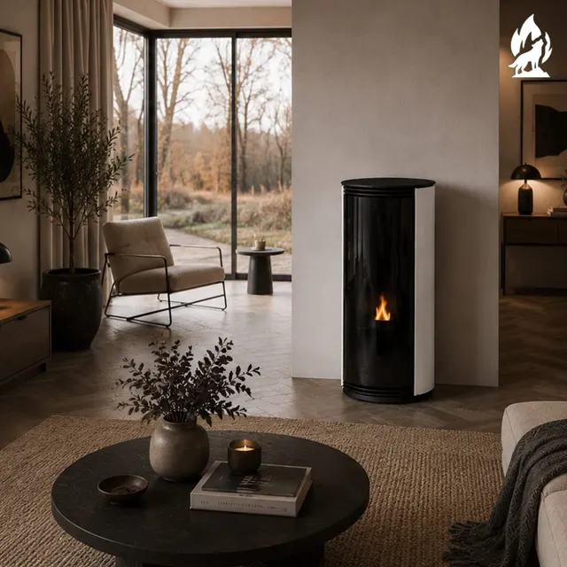 Kominek na pellet Moretti Design Trifolium Air szkło białe
