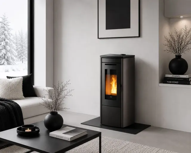Kominek na pellet Klover Soft 80 Air stal czarna