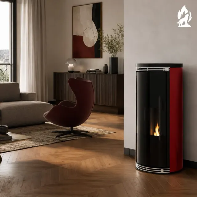 Kominek na pellet Moretti Design Harmony Aqua 14 szkło bordowe