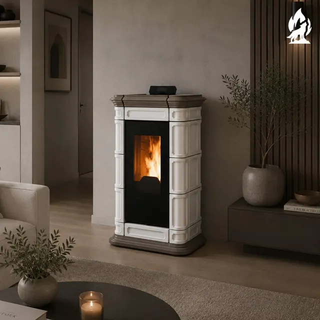 Kominek na pellet Thermorossi Saint Moritz Supreme Natural Plus ceramika orzechowa