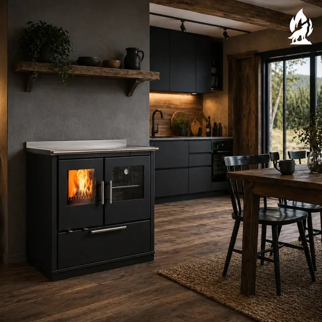 Wood-burning cooker Nobis Ogla 90 steel black