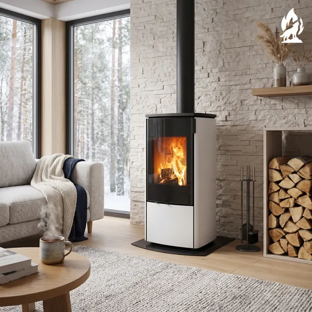 Kominek na drewno Nobis 8/10 Zenith 600 stal biała