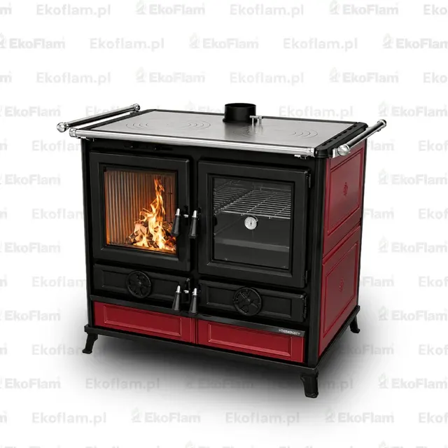 Wood-burning cooker Thermorossi Viola Maiolica bordow