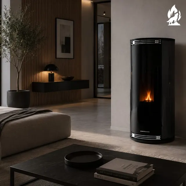 Kominek na pellet Moretti Design Globe Glass Relax 9 szkło czarne