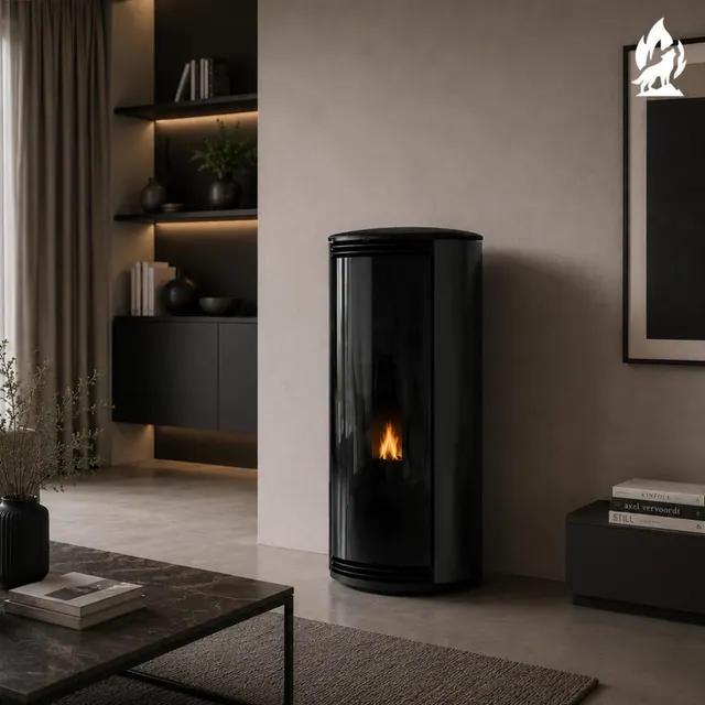 Kominek na pellet Moretti Design Trifolium Air szkło czarne