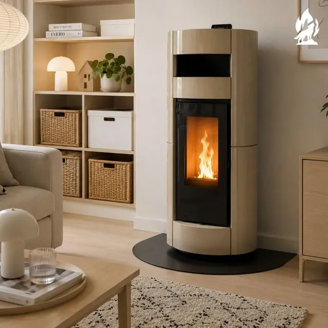 Kominek na pellet Thermorossi Chic Supreme Natural Plus ceramika orzechowa