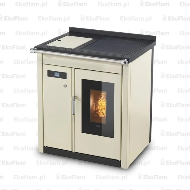 Kuchnia na pellet Klover Smart 80 BT stal kremowy