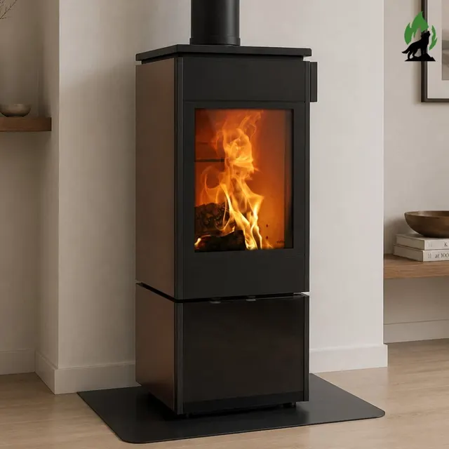 Kominek na drewno Nobis 8/10 Flat 300 stal brązowa