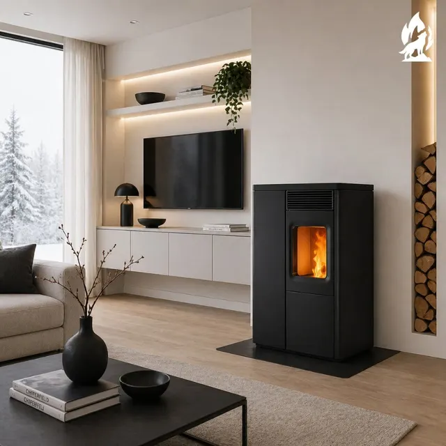 Kominek na pellet Nobis 6/9 N70 Slim V stal czarna