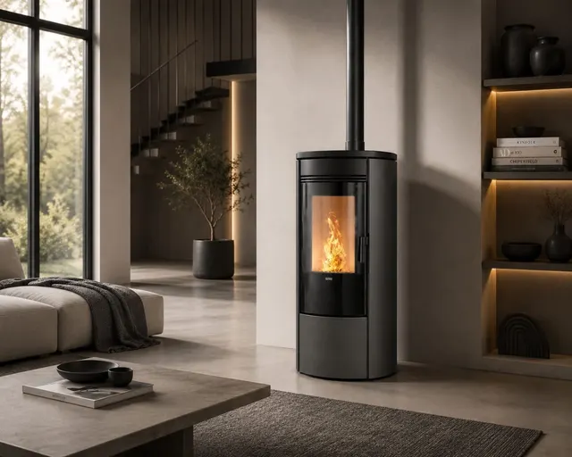 Kominek na pellet Klover Oblo Air stal czarna