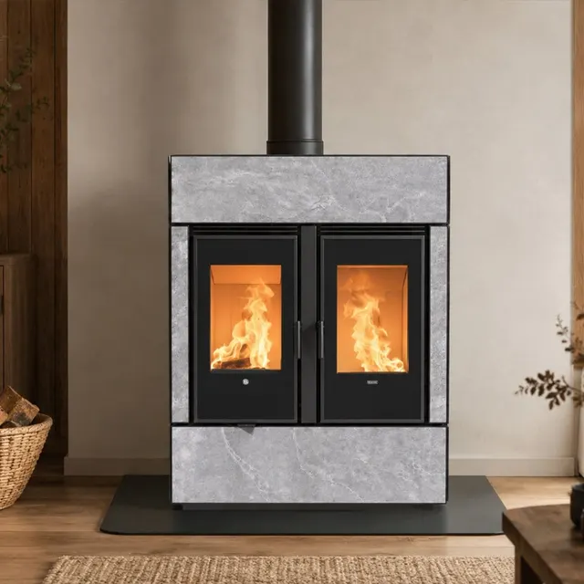 Kominek hybrydowy Klover Dual Air gres szary