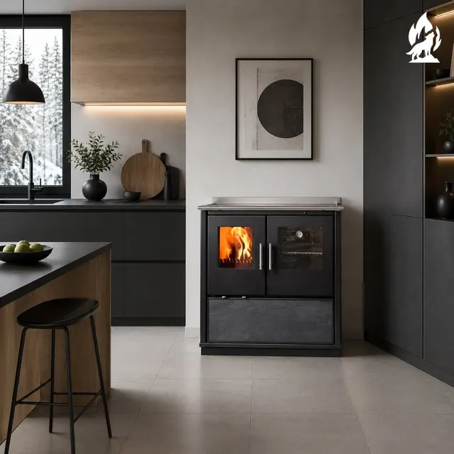 Wood-burning cooker Nobis Olga 90 gres dark