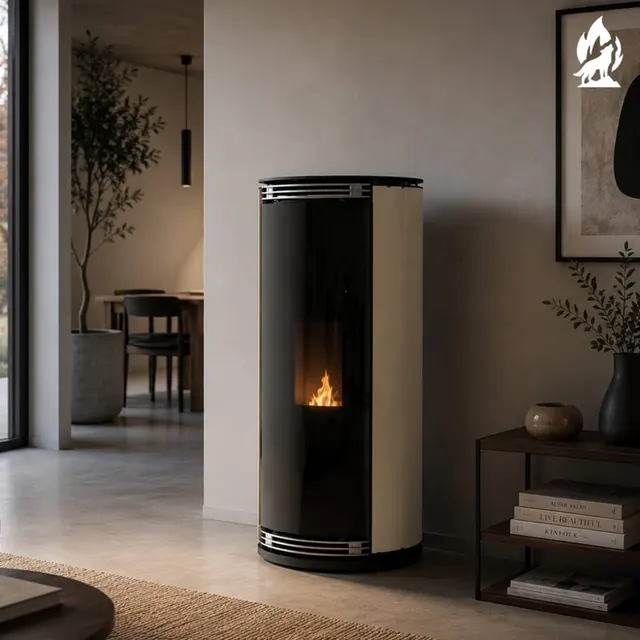 Kominek na pellet Moretti Design Globe Glass Relax 9 szkło beżowe