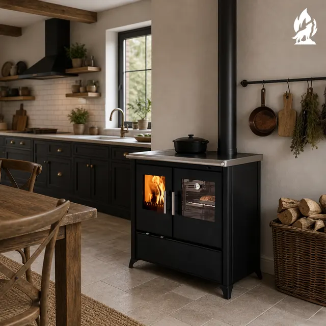 Wood-burning cooker Nobis Lina 80 gres dark
