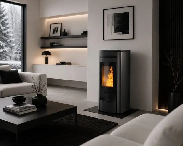 Kominek na pellet Klover Style 140 stal czarna
