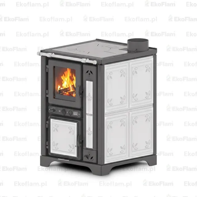 Wood-burning cooker Thermorossi Bosky 30 Fiori Maiolica white