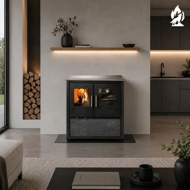 Wood-burning cooker Nobis Ogla 80 steel black