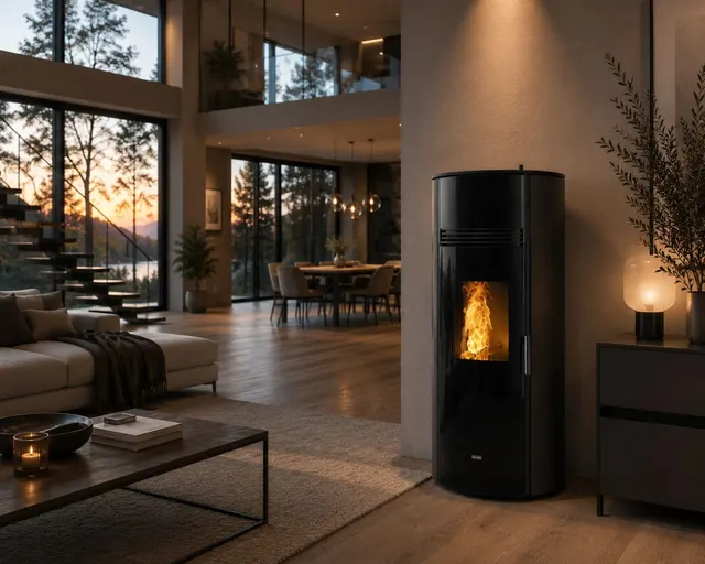 Kominek na pellet Klover Thermosuper 120 stal czarna